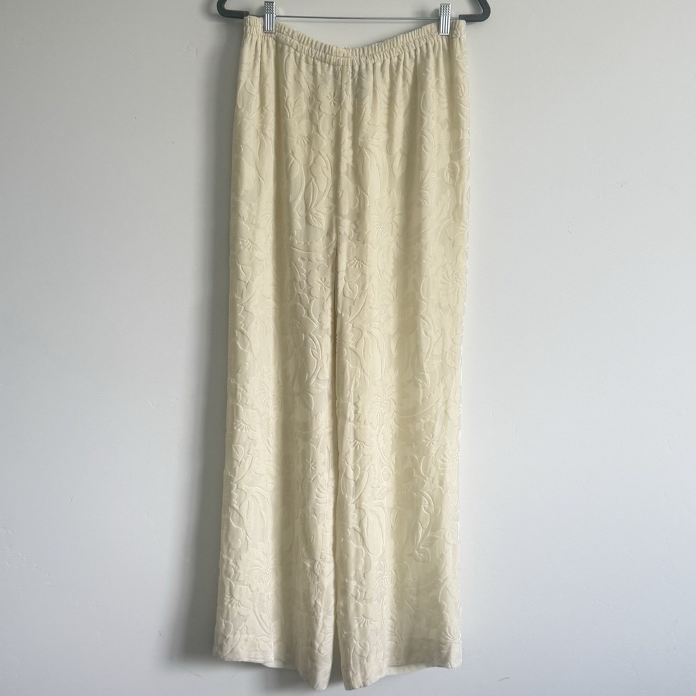 VTG Velvet‎ Burnout Pants XL Wide Leg Silk Blend Boho Whimsy Poet Quiet Luxury